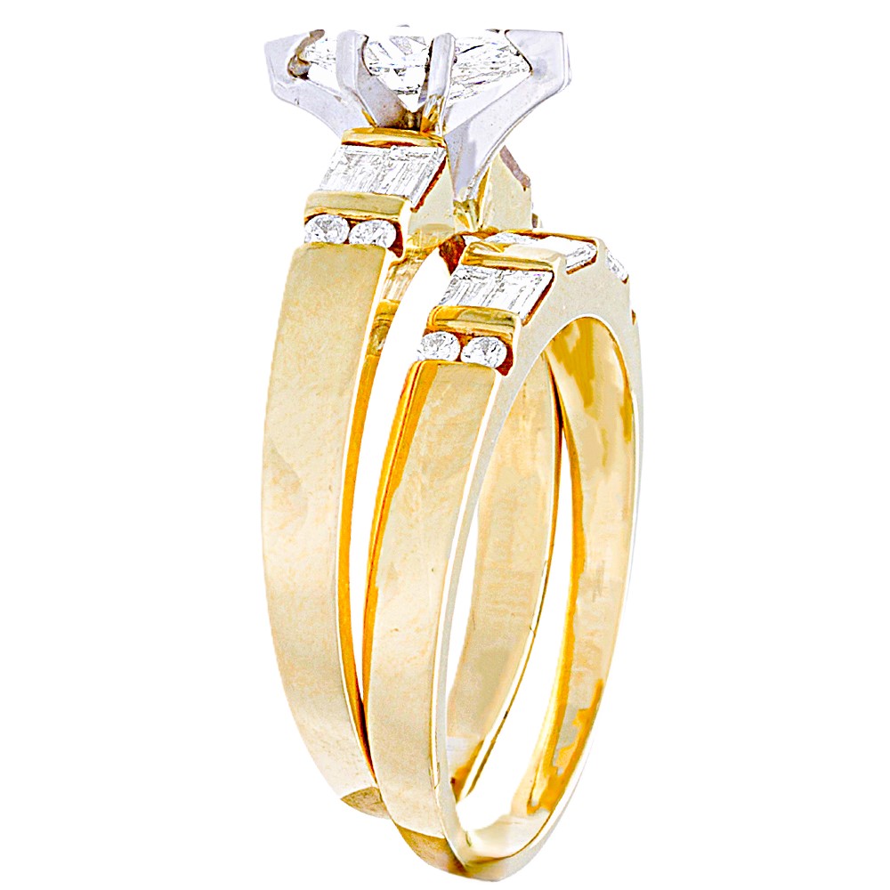 Marquise Shape Bridal Set with Round & Baguette Shape Side Diamonds